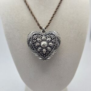 Lucky Brand Reversible Boho Puffy Heart Pendant Necklace